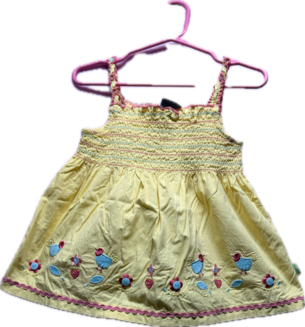 Pumpkin Patch Girls Embroidered Bird Sundress – Yellow | Size 3