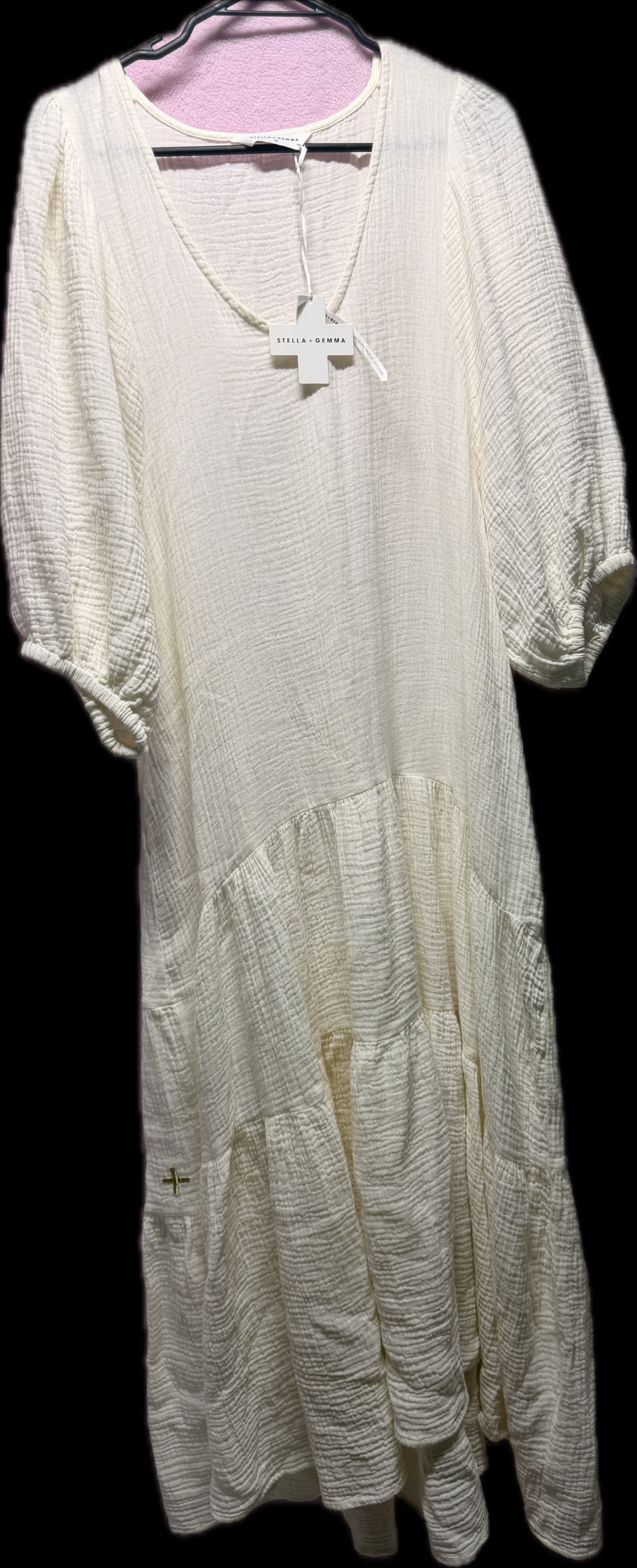 Stella + Gemma Textured Cotton Maxi Dress – Cream – Size 12 (BNWT)