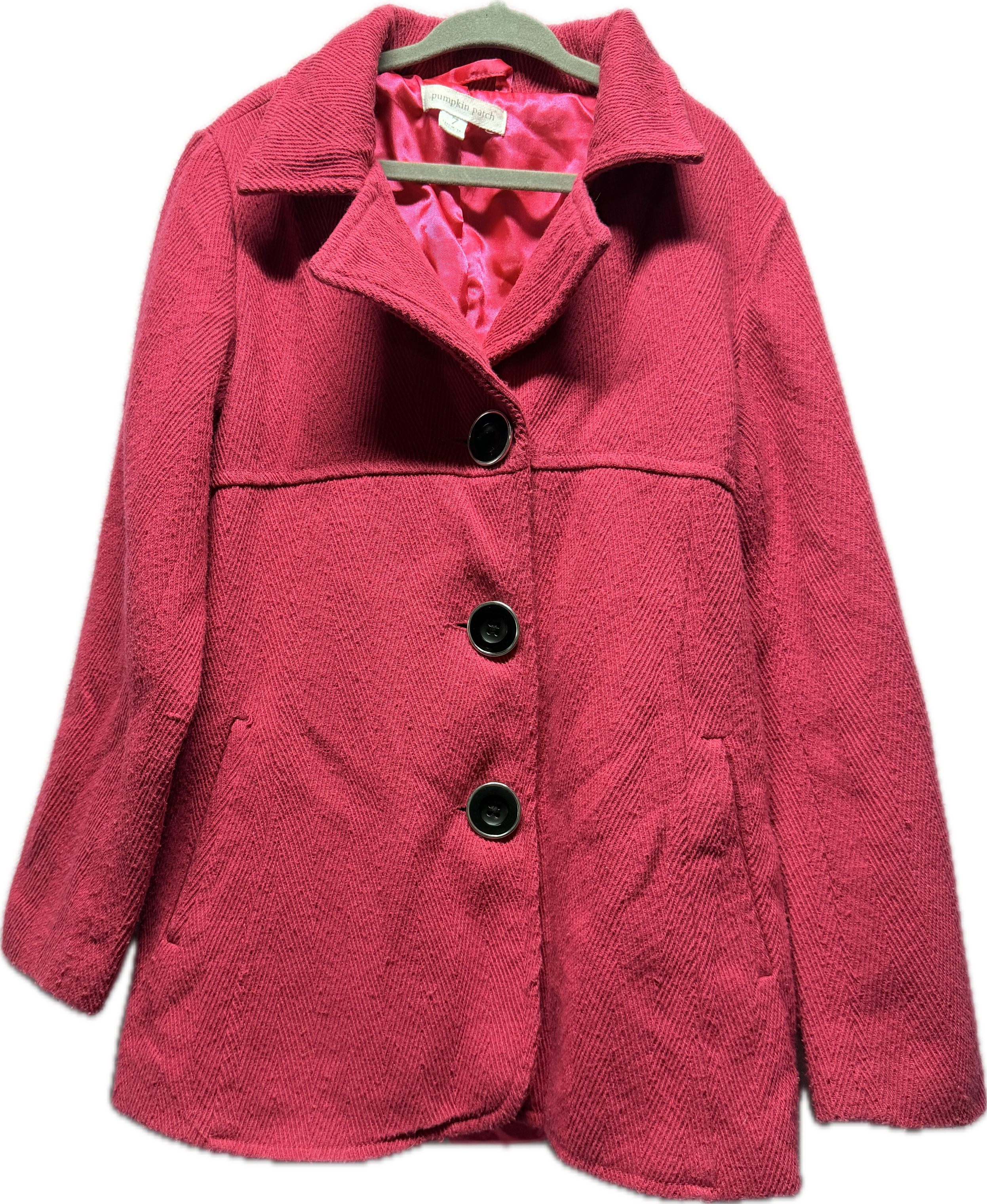 Pumpkin Patch Girls Wool Blend Coat – Berry Pink | Size 7