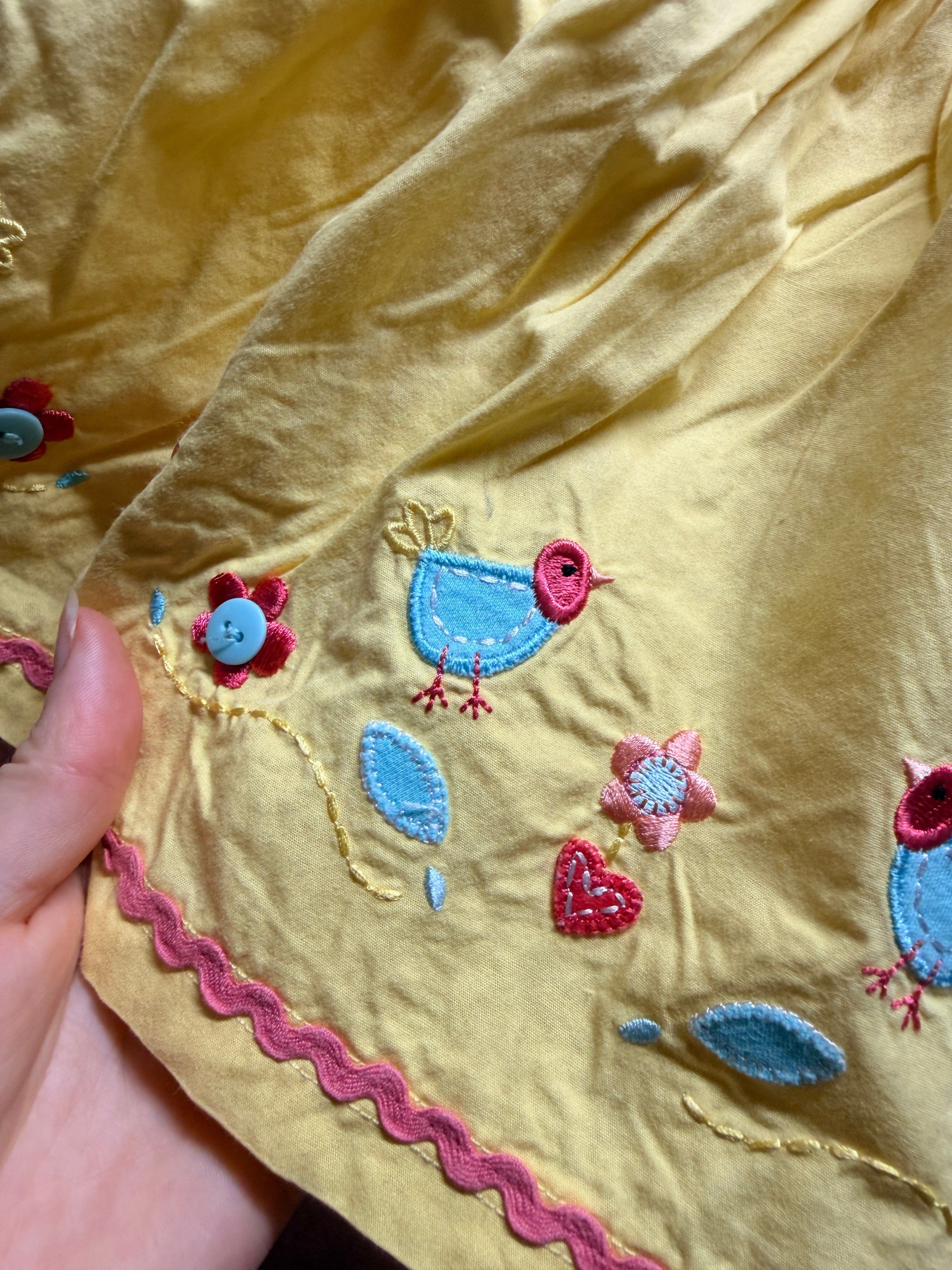 Pumpkin Patch Girls Embroidered Bird Sundress – Yellow | Size 3