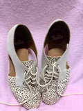 Rollie Derby City Cutout Shoes – White & Spot Pony Hair – 41/10.5