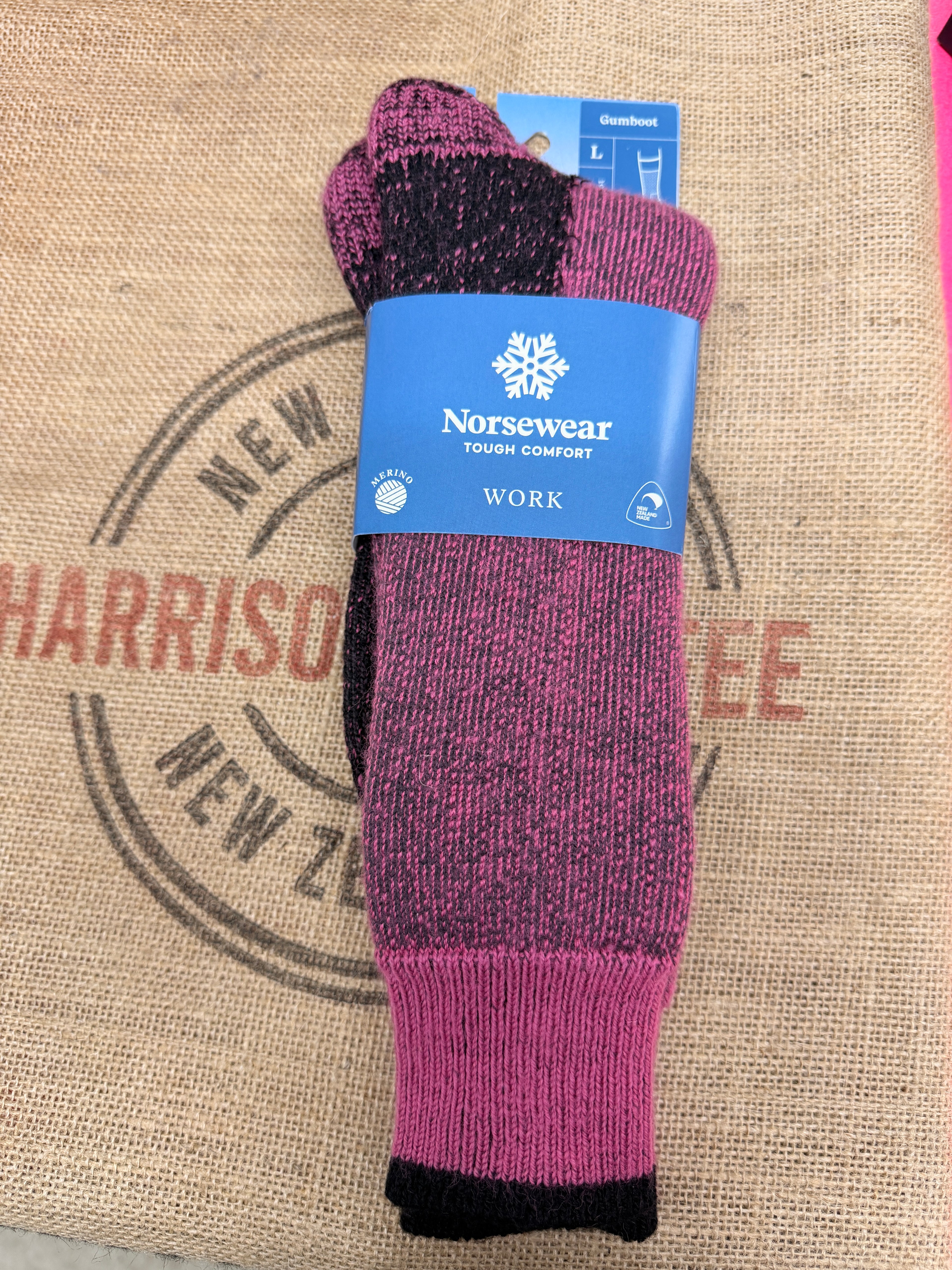 Norsewear Merino Work Gumboot Socks – Pink/Black