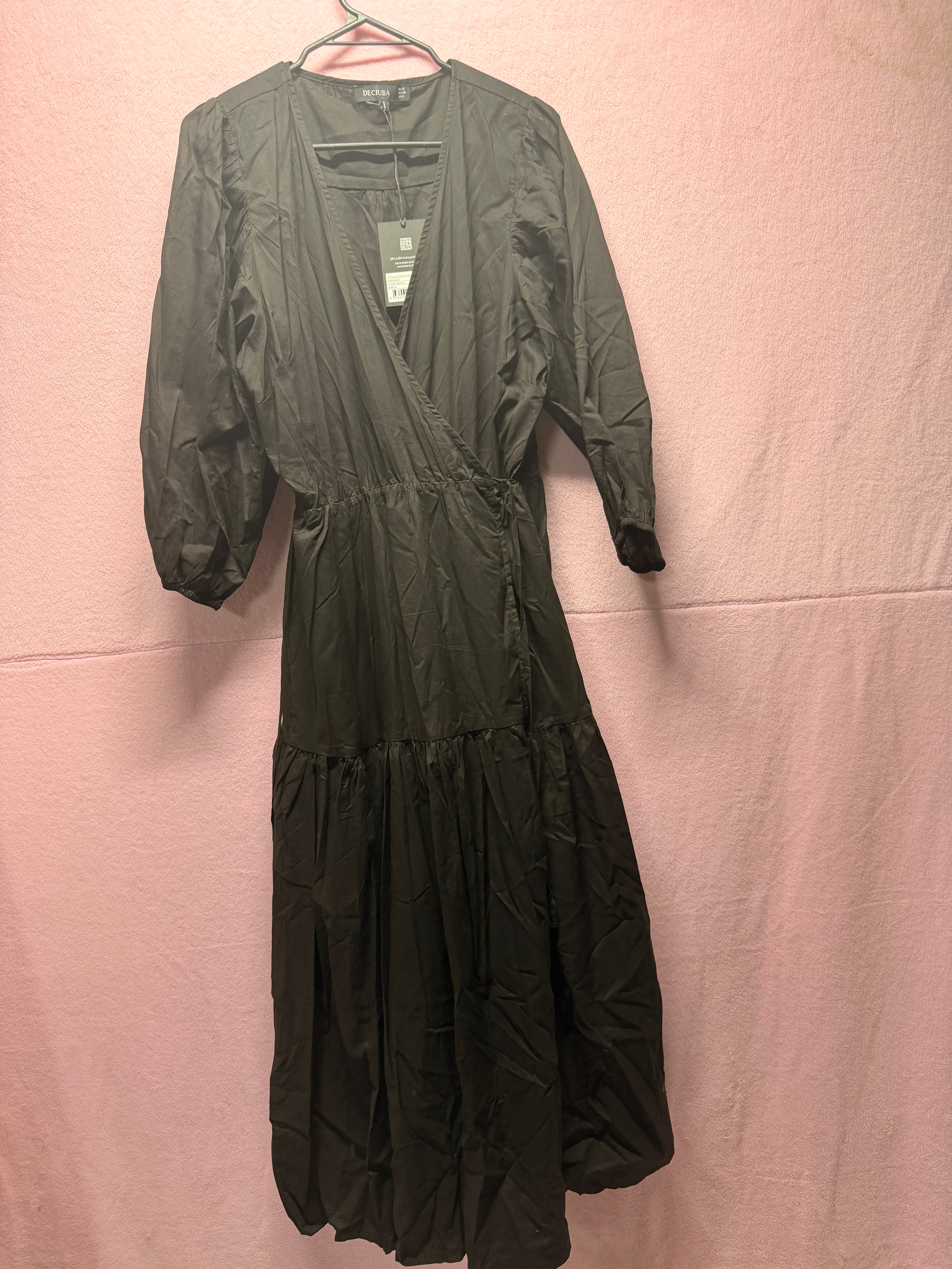 DECJUBA Tegan Midi Wrap Dress – Black – Size 12 (BNWT)