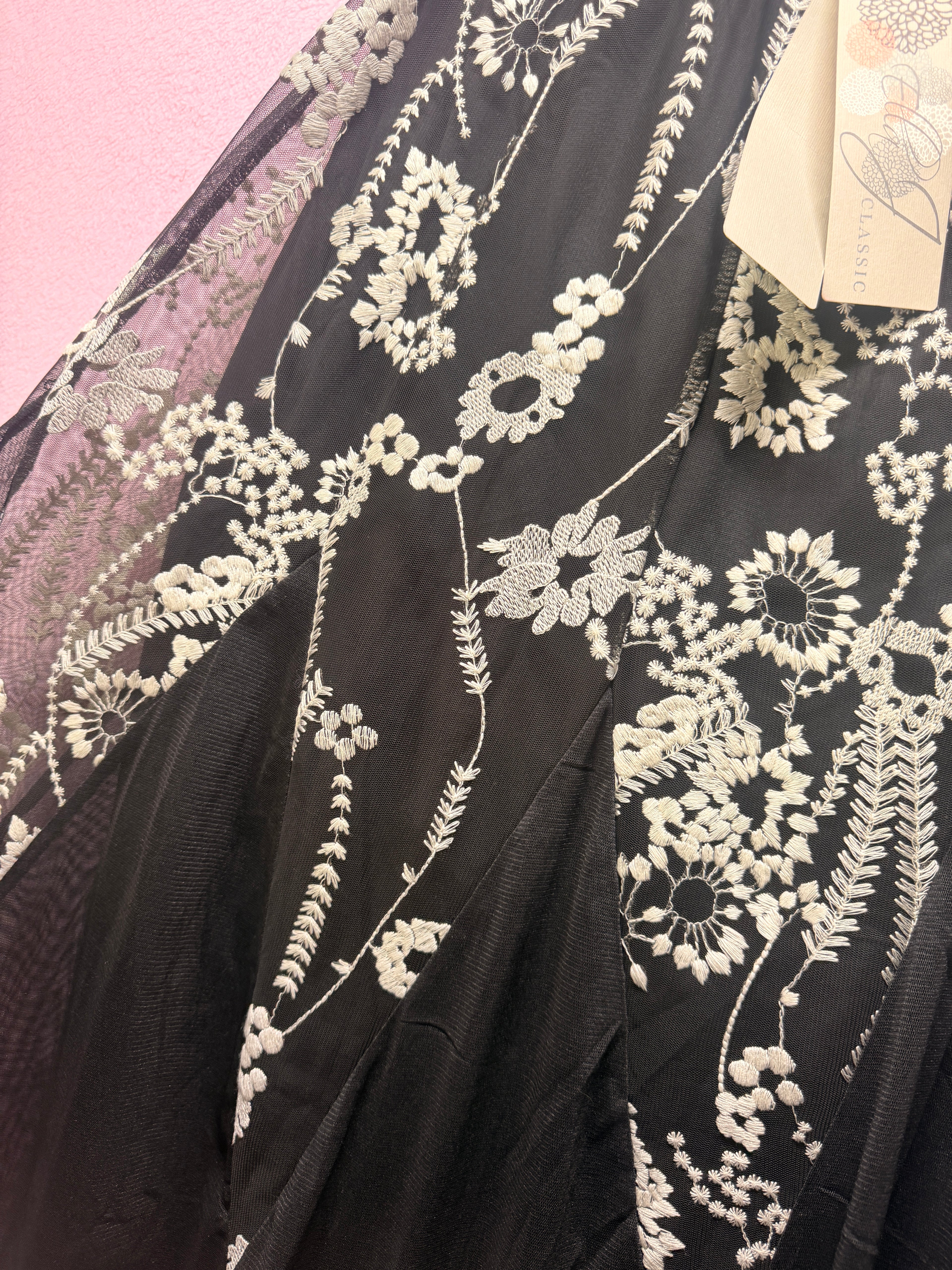Ella J- Elegant Embroidered Mesh Maxi Skirt