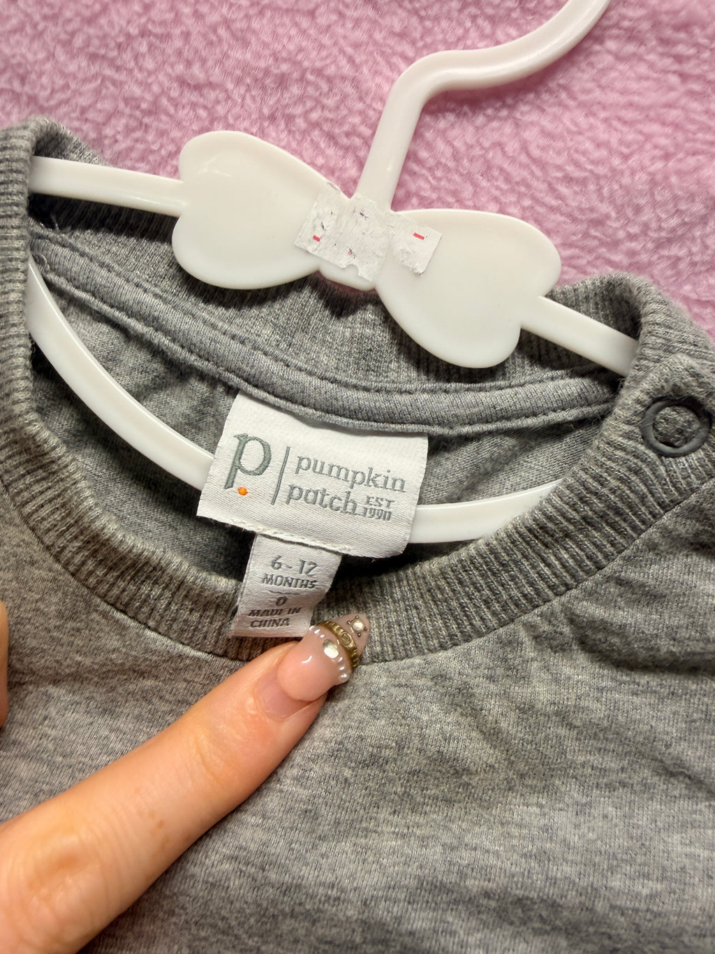 Pumpkin Patch Baby Pocket T-Shirt – Grey | 6–12 Months