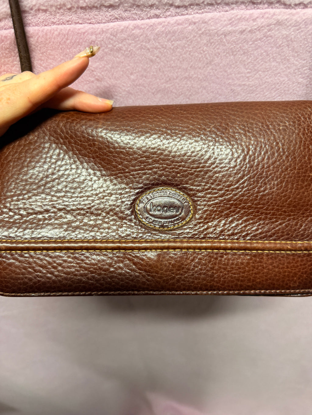 Koney Genuine Leather Crossbody Wallet Bag – Brown