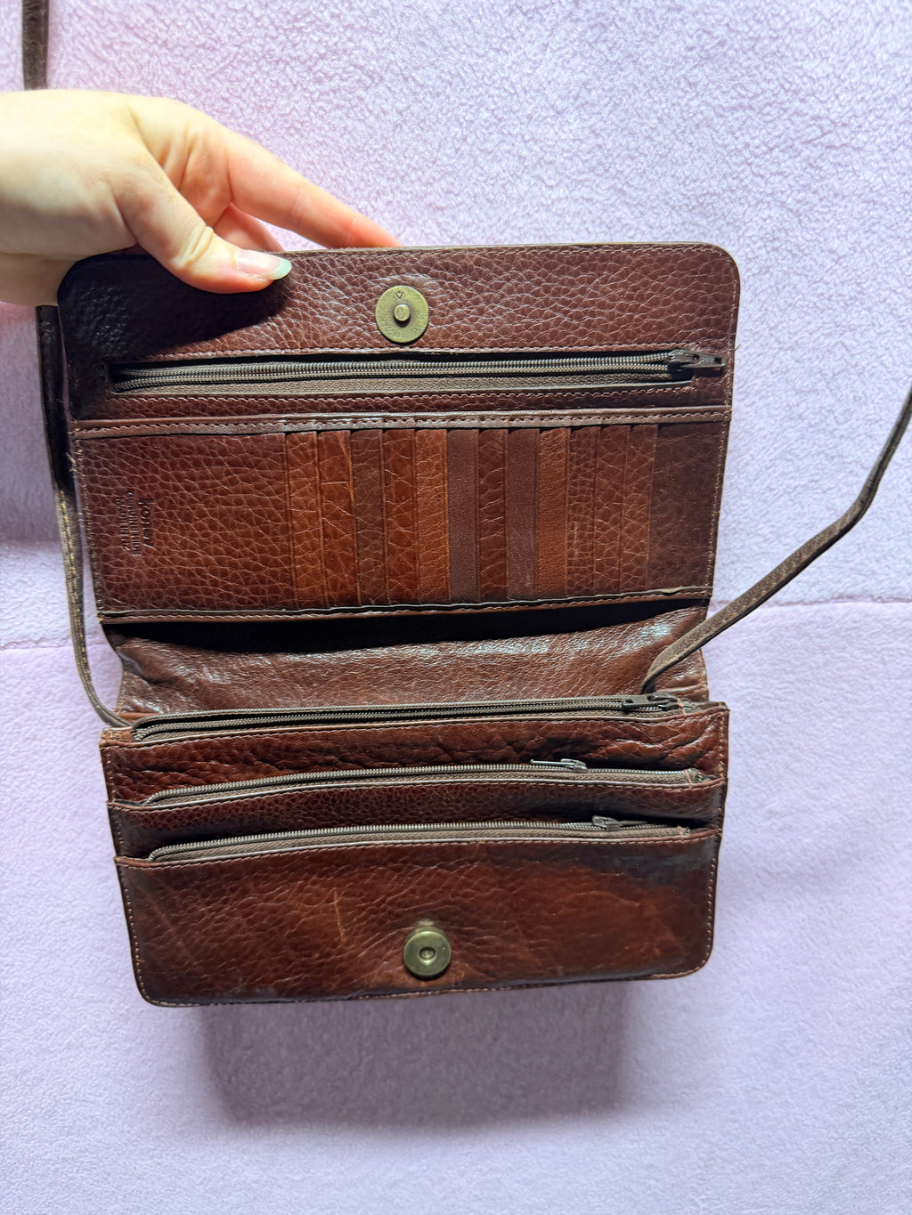 Koney Genuine Leather Crossbody Wallet Bag – Brown